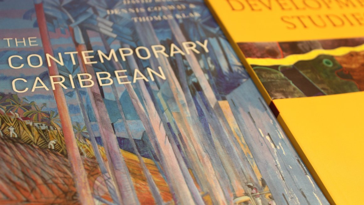 Image of books, one bearing the title 'The Contemporary Caribbean'.