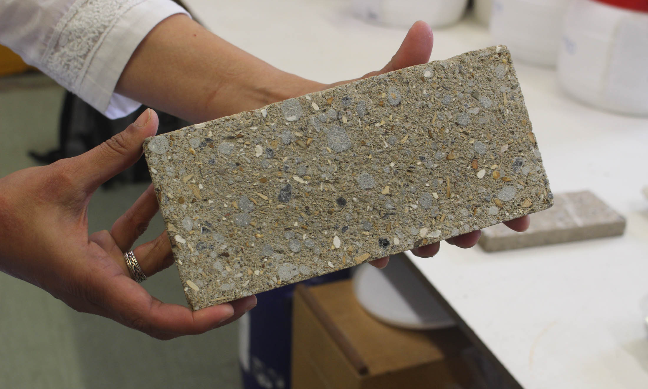 Brick made of low-carbon cement (Image: BBC)
