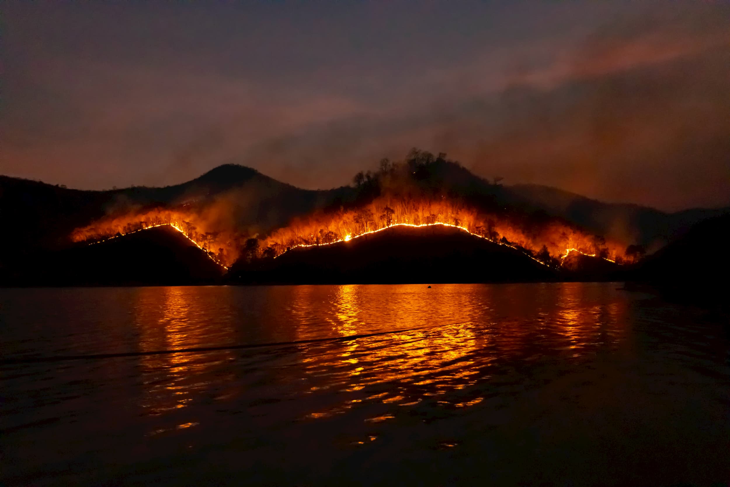 A wildfire in Thailand (Sippakorn Yamkasikorn via Unsplash)
