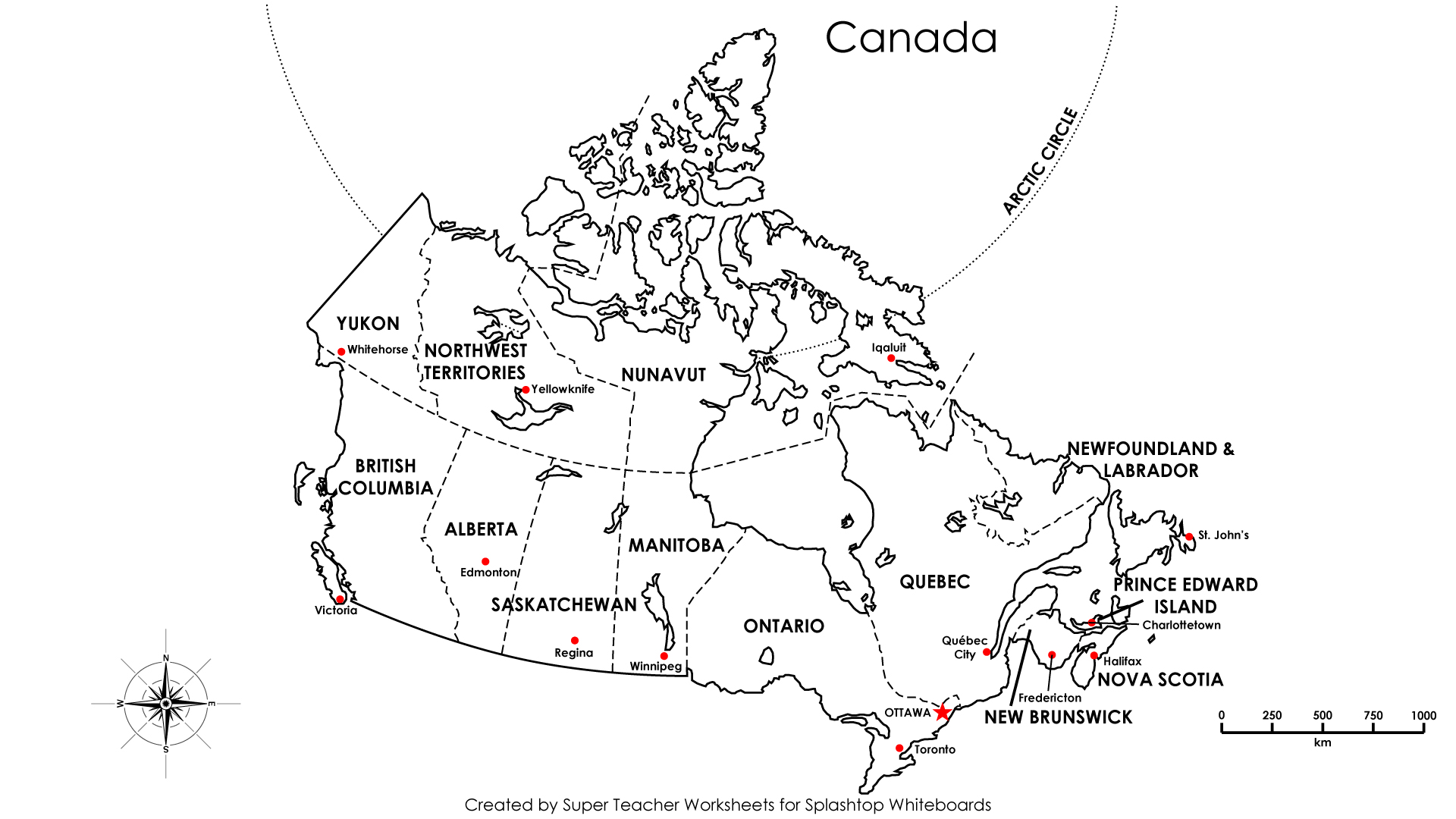 Figure 1 A state map of Canada © Pinterest created by Super Teacher Worksheets for Splashtop Whiteboards