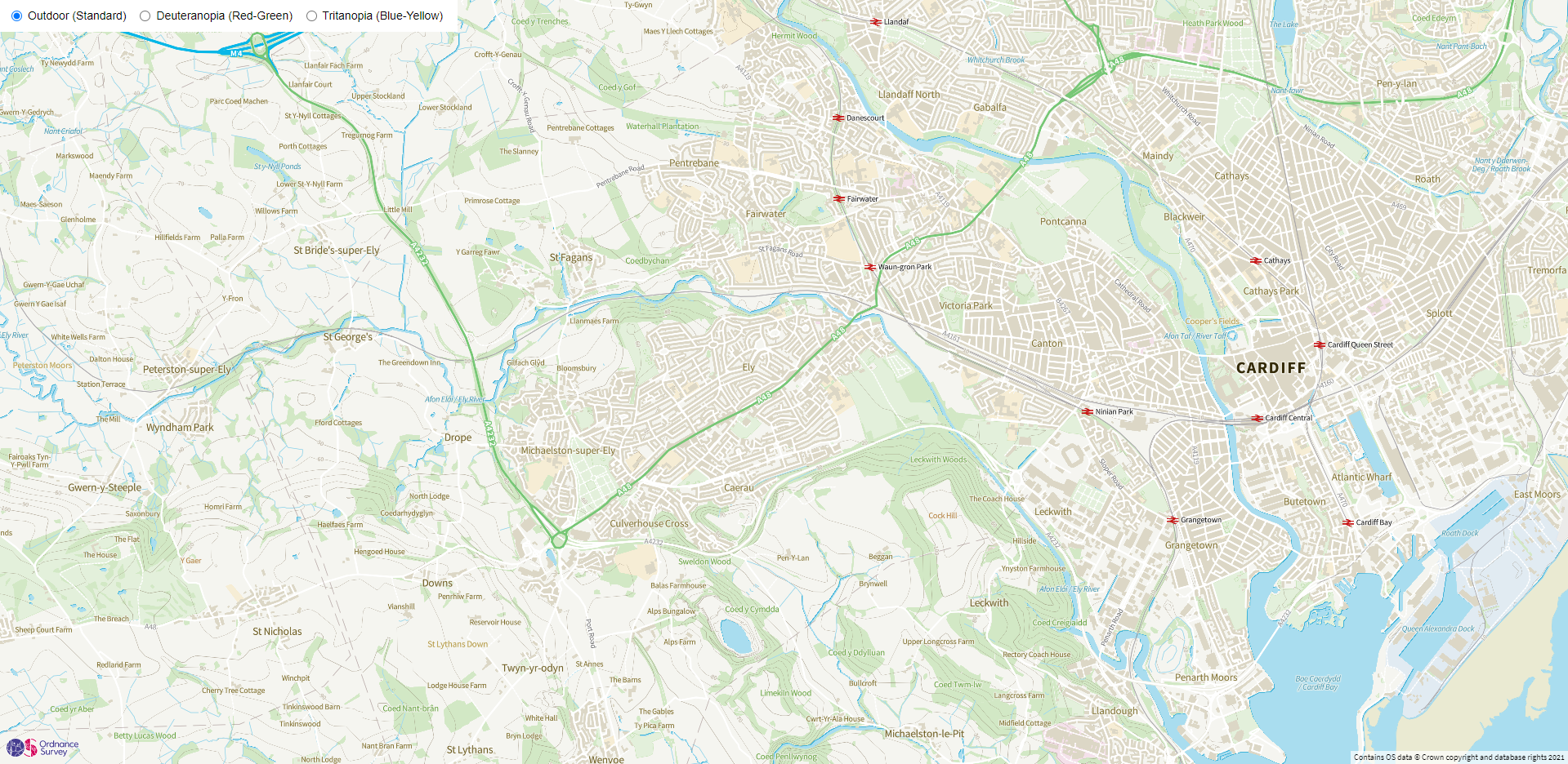 Map of Cardiff in Standard Style