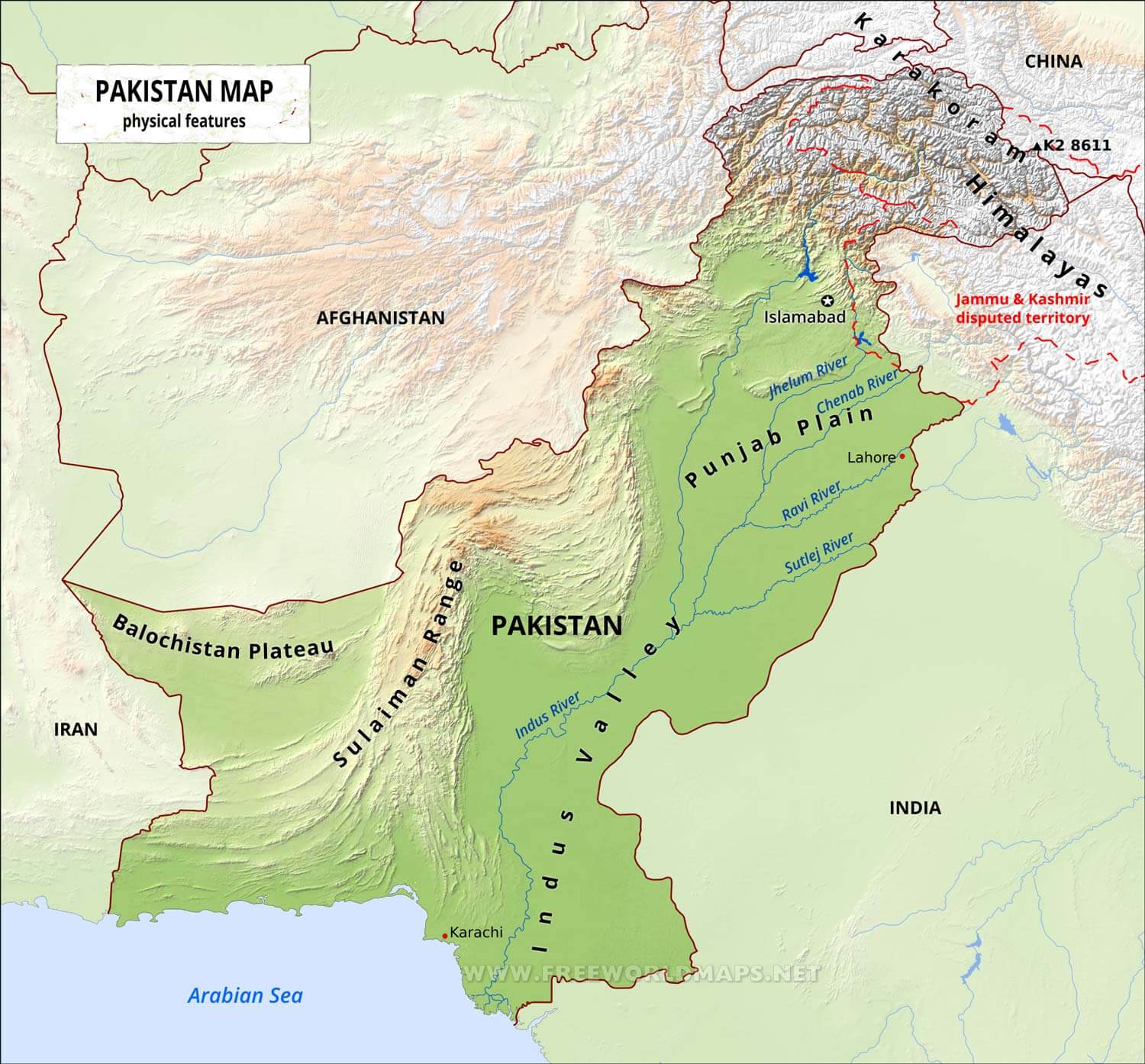 Figure 1 a topographic map of Pakistan, the Sindh provincial capital is Karachi